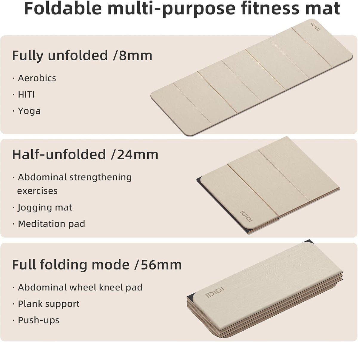 Tapete de Yoga Plegable - 70" x 24" | 0.32" (8 mm) de espesor