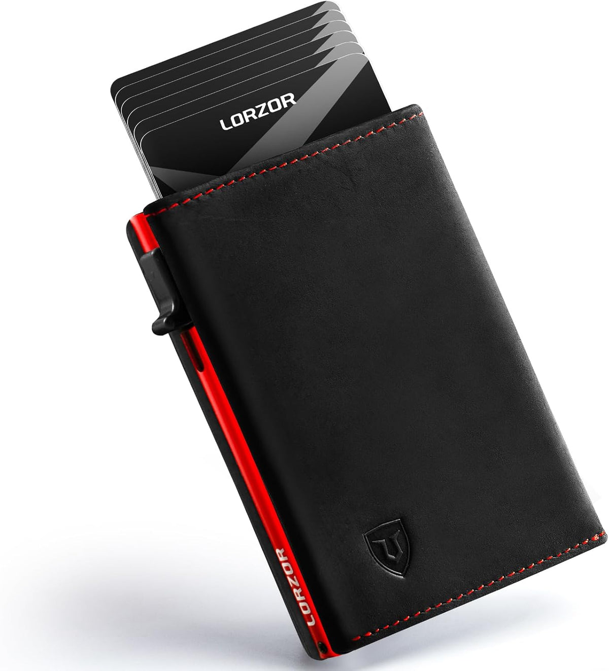 Cartera minimalista para hombre con tarjetero de crédito, cuero de grano completo más fino, billetera inteligente emergente, billetera delgada triple, bloqueo RFID, bolsillo frontal, ventana de