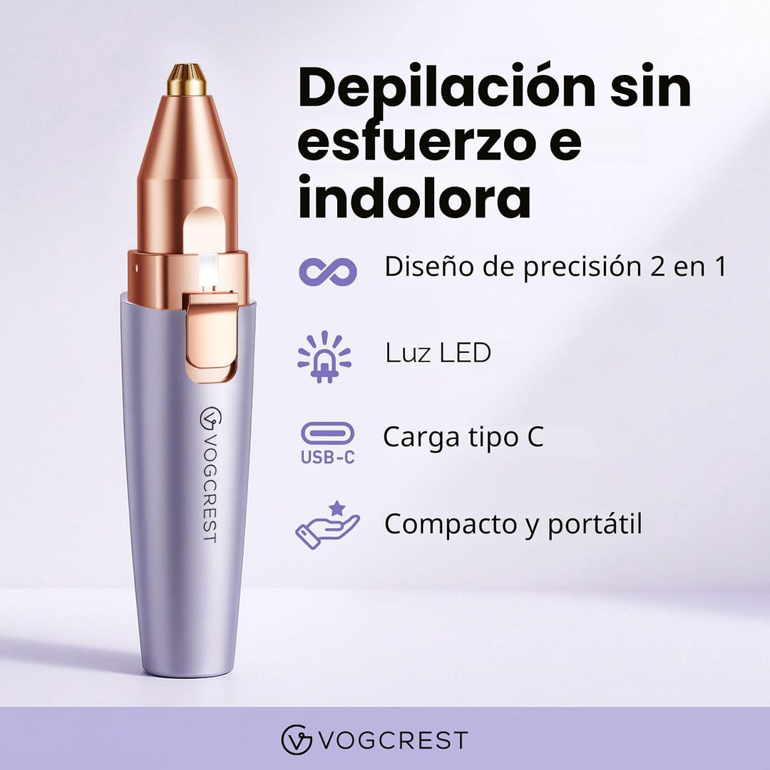 VG VOGCREST Recortadora de cejas y facial: depilación facial recarg...