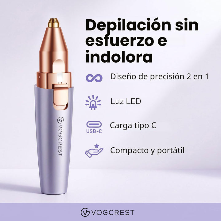 VG VOGCREST Recortadora de cejas y facial: depilación facial recarg...