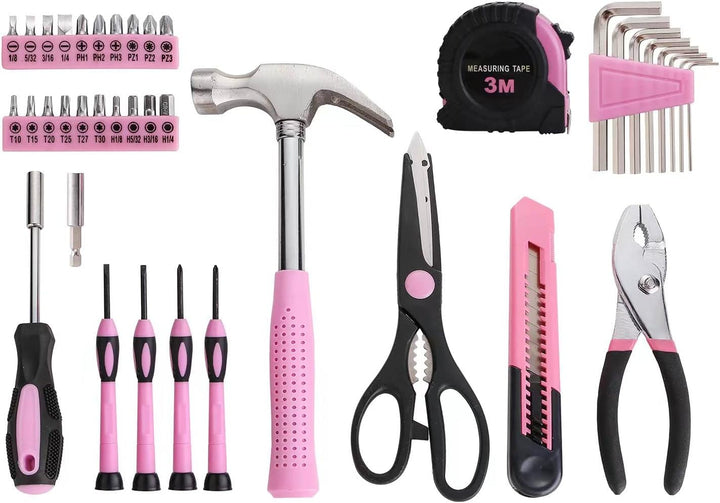 Kit de herramientas para el hogar de 39 piezas multiusos color rosa...