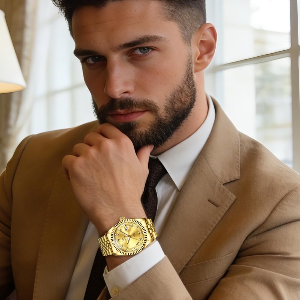 OLEVS Reloj para Hombres Acero Inoxidables Cuarzo Lujo Reloj de vestir de gran esfera