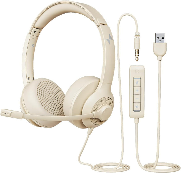 JIAMQISHI Auriculares USB con micrófono para PC, auriculares de com...