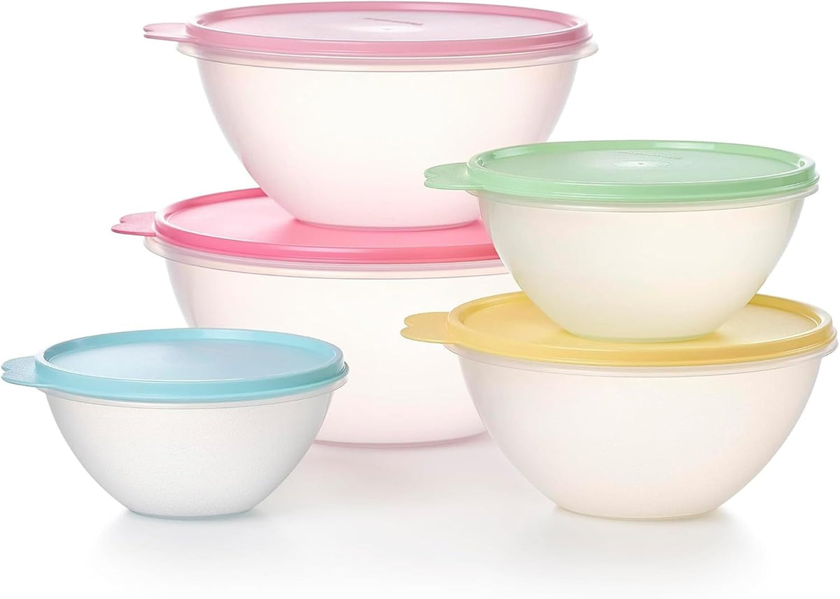 Tupperware Wonderlier - Juego de 10 piezas pastel vintage (5 cuencos + 5