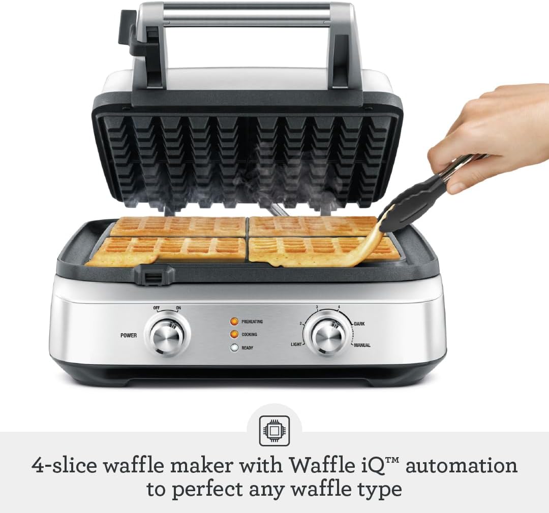 Breville BWM604BSS Smart Waffle Maker, 4 Slice, Acero Inoxidable Cepillado