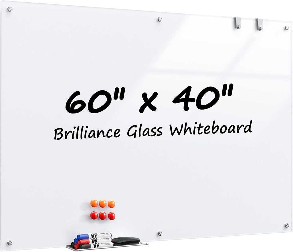 MaxGear Pizarra de Vidrio Temperado Magnética para Pizarrón de Escritura en Seco 60" x 40"