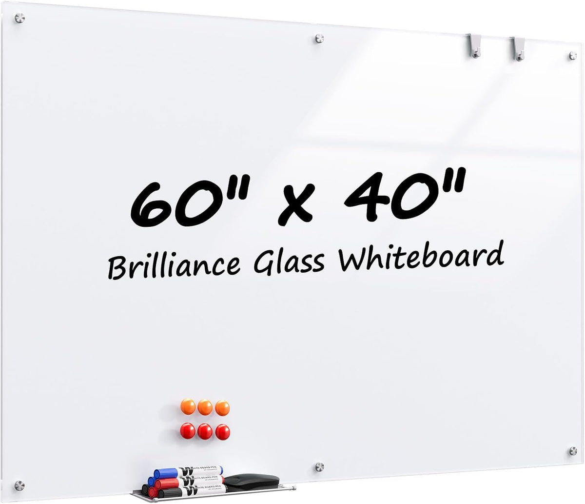 MaxGear Pizarra de Vidrio Temperado Magnética para Pizarrón de Escritura en Seco 60" x 40"