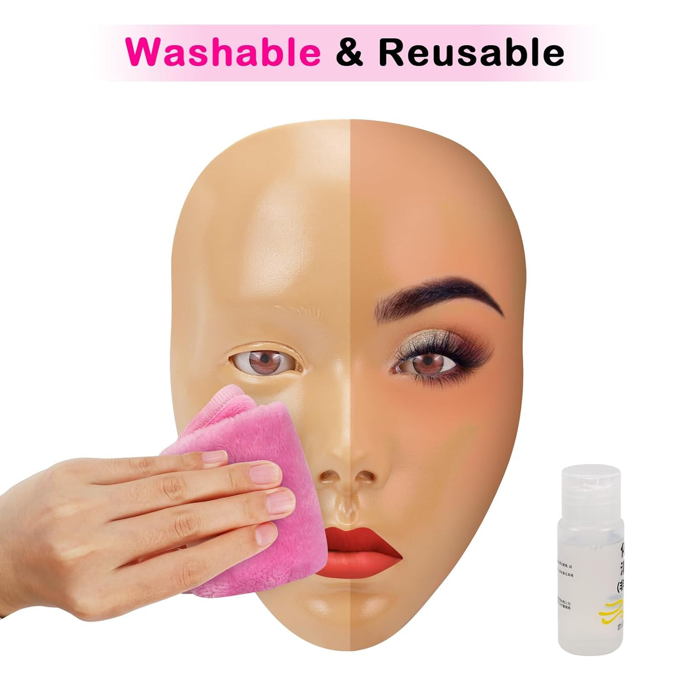 Tabla de práctica de maquillaje 3D, cara de silicona, maniquí reuti...