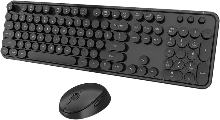Combo de teclado y mouse inalámbricos, bonito teclado retro de tama...
