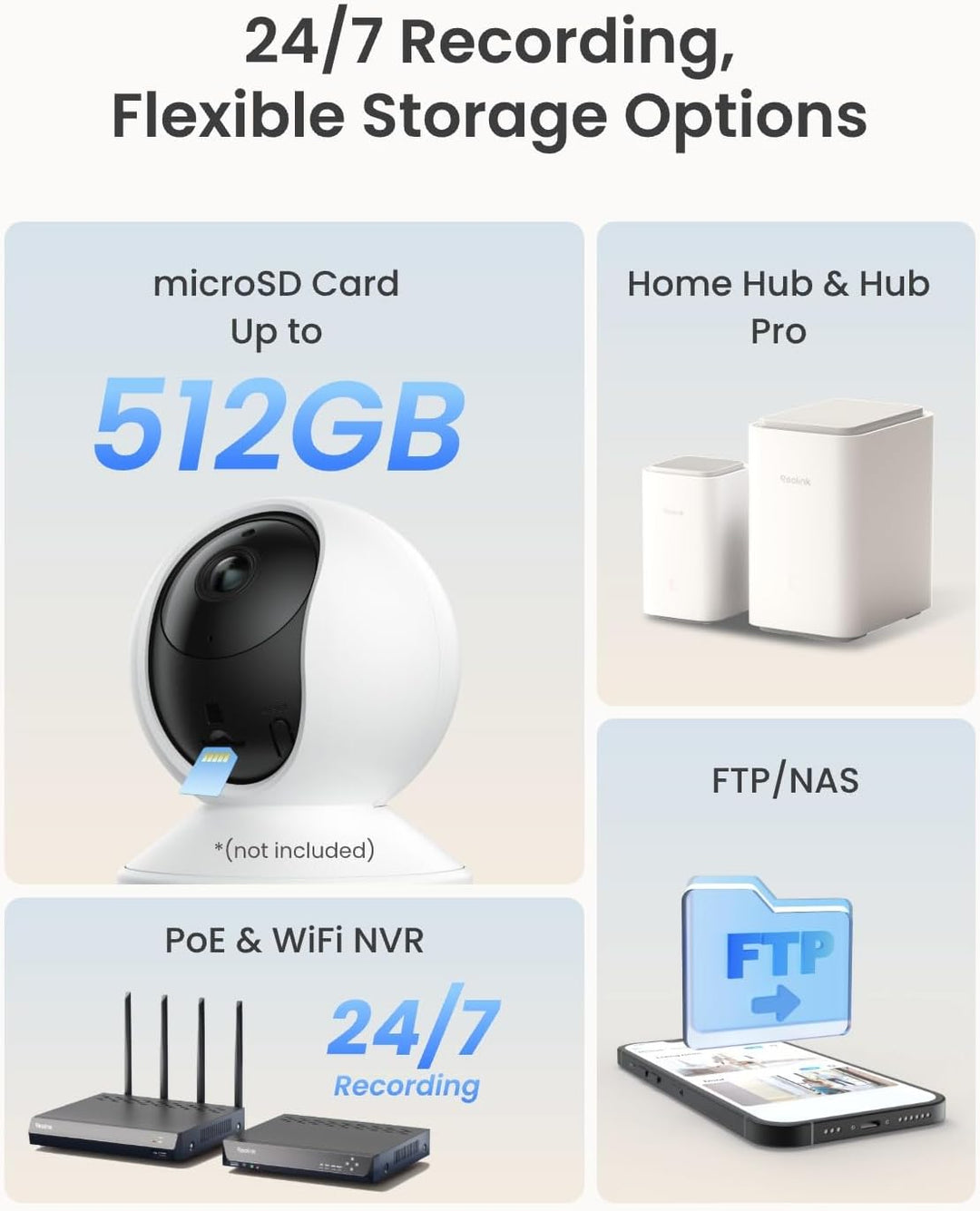 Cámara de seguridad para interiores, Reolink E1 Pro cámara de WiFi...