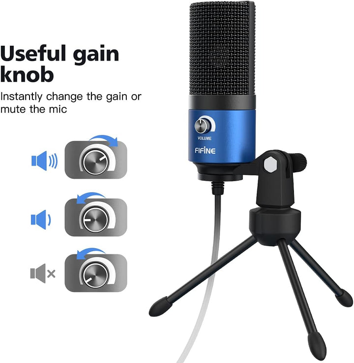 FIFINE - Micrófono USB para computadora para grabar voz en off de v...