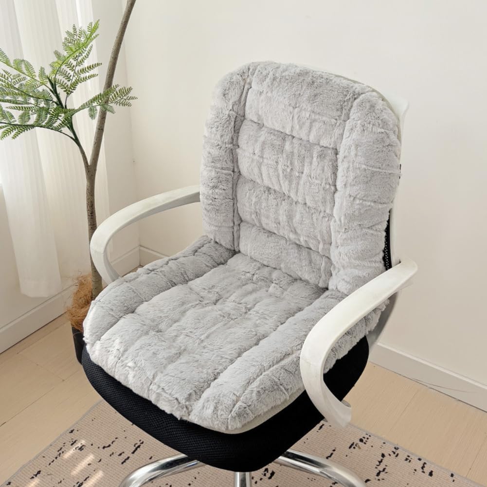 Cojín de asiento de oficina con respaldo de felpa para silla de juegos, cojín antideslizante para silla de escritorio, 18.8 x 35.4 pulgadas