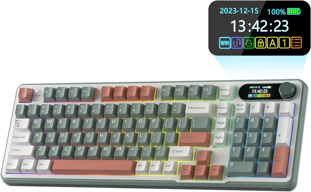 RK ROYAL KLUDGE S98 Teclado mecánico con pantalla inteligente y per...