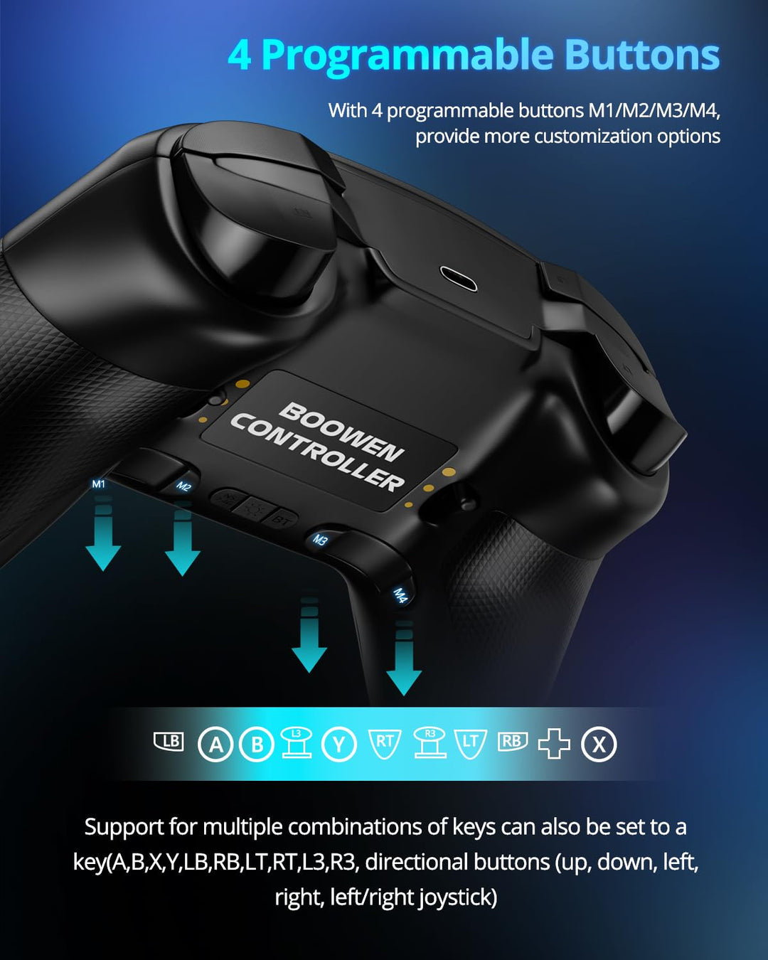 Multi-Platform Wireless Controller, PC Gaming Controller with 2.4G...