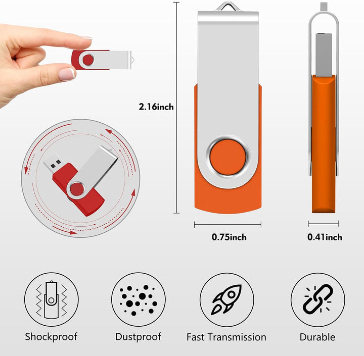 AreTop Unidad flash de 32 GB, paquete de 10 unidades USB, llavero p...