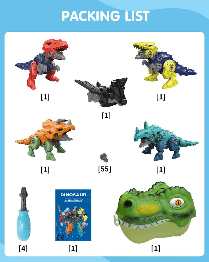 Humzo - Juguetes transformadores de dinosaurio 5 en 1 para