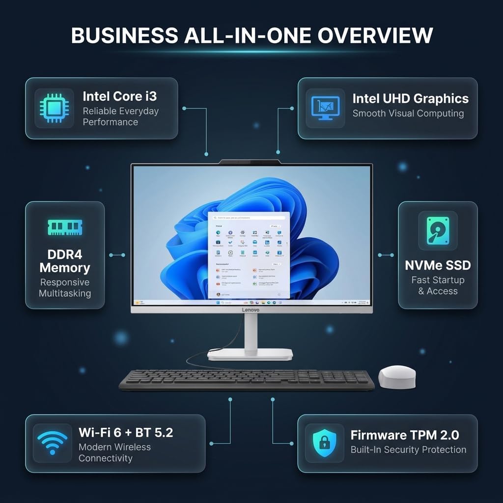 Lenovo Computadora de escritorio todo en uno de 24", Intel 8-Core i...