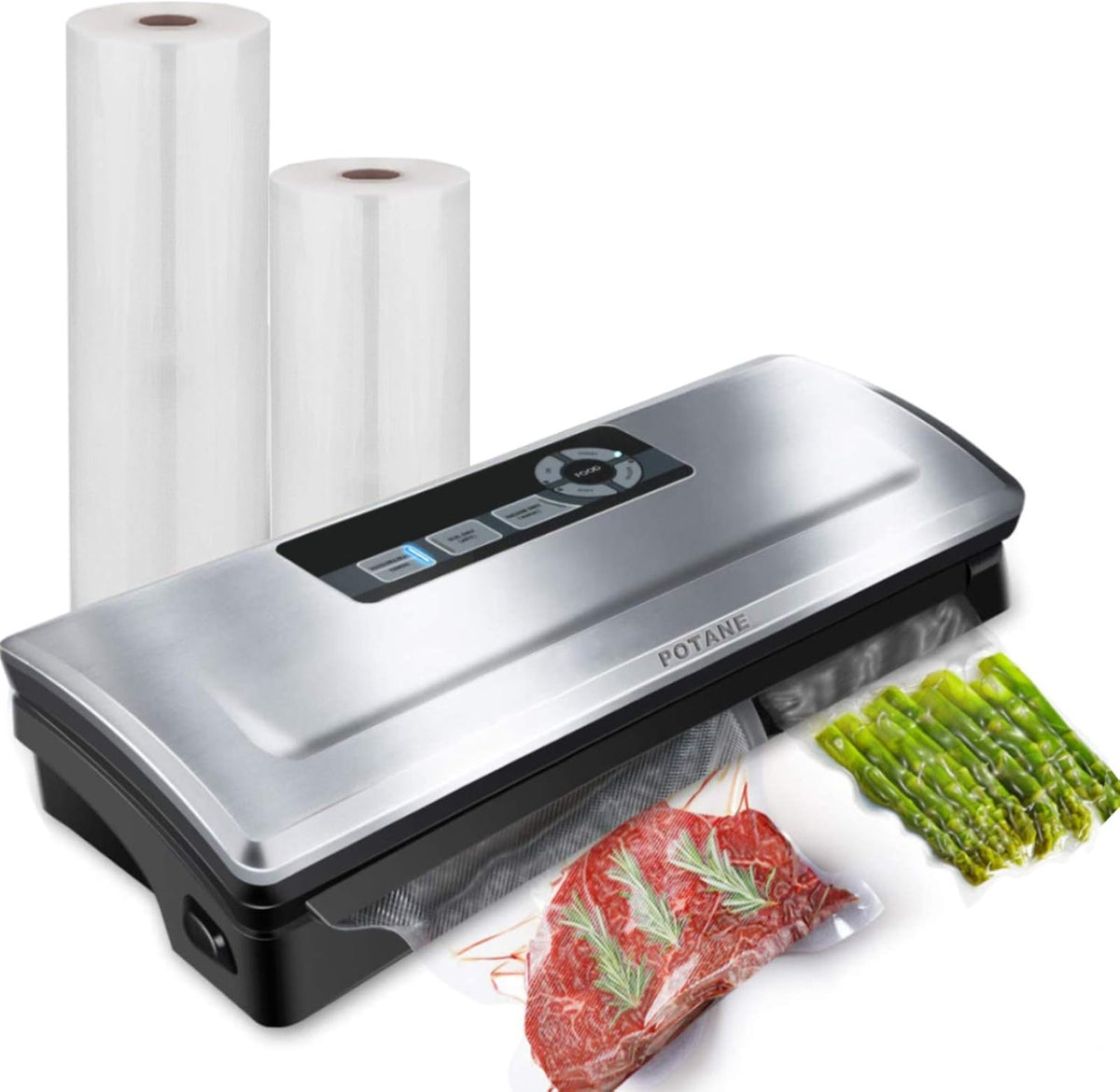 POTANE Máquina selladora al vacío de precisión, potente sellador de alimentos al vacío profesional, 8 en 1 ajustes preestablecidos, 4 modos de alimentación, seco, húmedo, suave y delicado con kit de