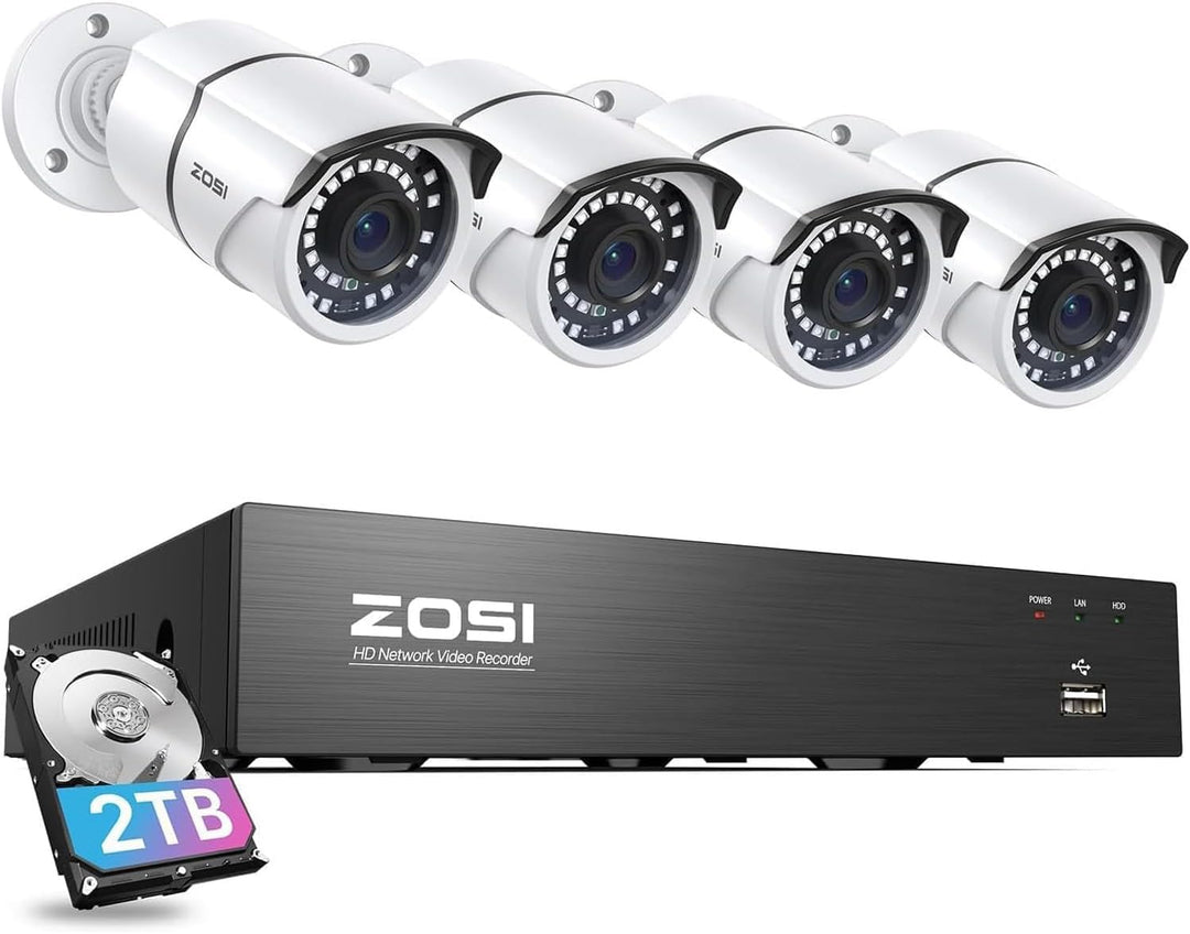ZOSI Sistema de cámara de seguridad PoE de 8 canales de 5 MP, NVR H...