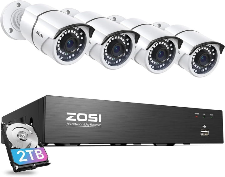 ZOSI Sistema de cámara de seguridad PoE de 8 canales de 5 MP, NVR H...