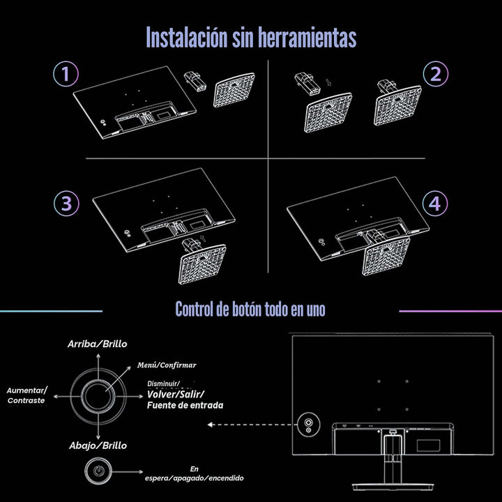 SANSUI Monitor de computadora de 24 pulgadas, 100 Hz, monitor de PC...