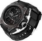 AIMES Reloj de pulsera táctico digital y analógico para hombre, impermeable, para deportes al aire libre, estilo militar, con fecha, multifunción, LED, cara grande, alarma y cronómetro