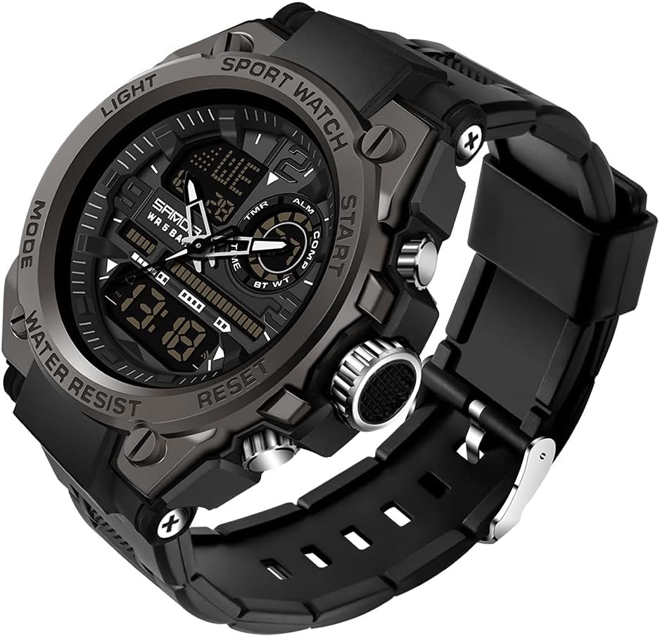 AIMES Reloj de pulsera táctico digital y analógico para hombre, impermeable, para deportes al aire libre, estilo militar, con fecha, multifunción, LED, cara grande, alarma y cronómetro