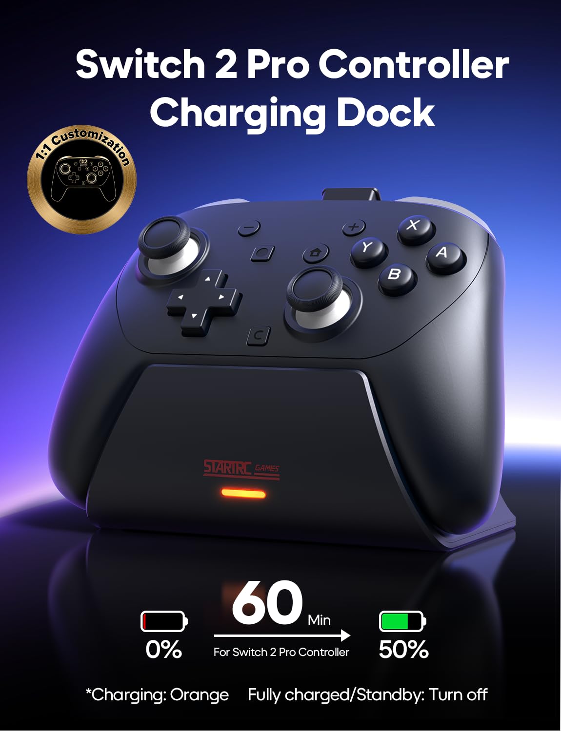 STARTRC GAMES carga Dock para Nintendo interruptor 2 Pro Controller