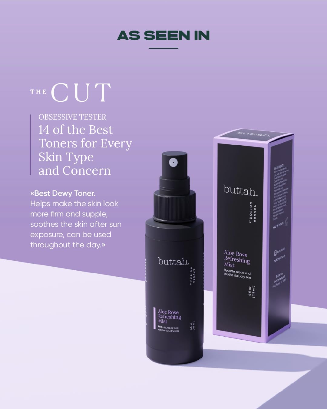 Buttah Skin de Dorion Renaud Aloe Rose - Spray refrescante de 4 onz...