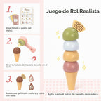 OOOK Carrito de helado de madera para niños con cuchara y ruedas