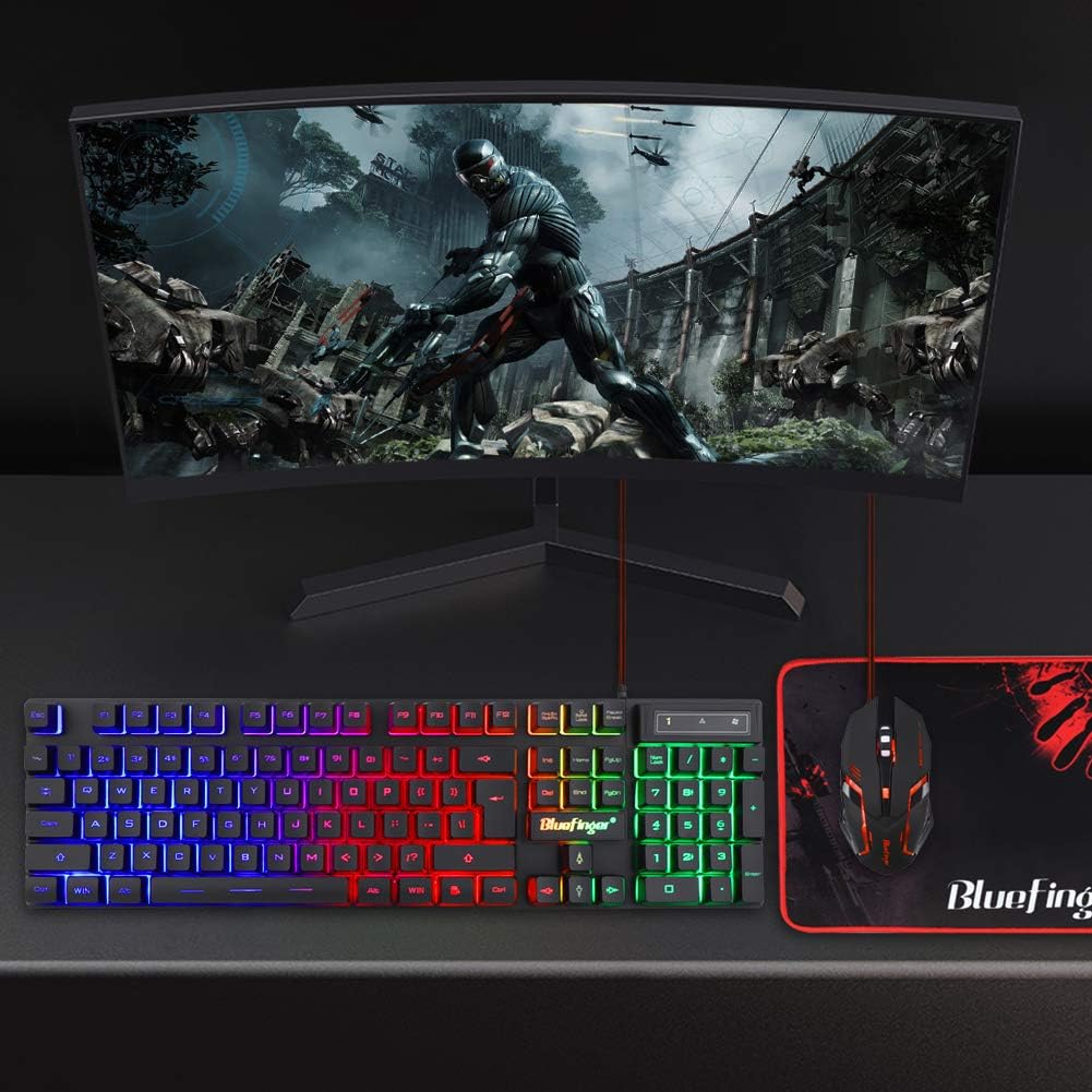 BlueFinger Combo de Teclado RGB para Juegos y Ratón Retroiluminado,...