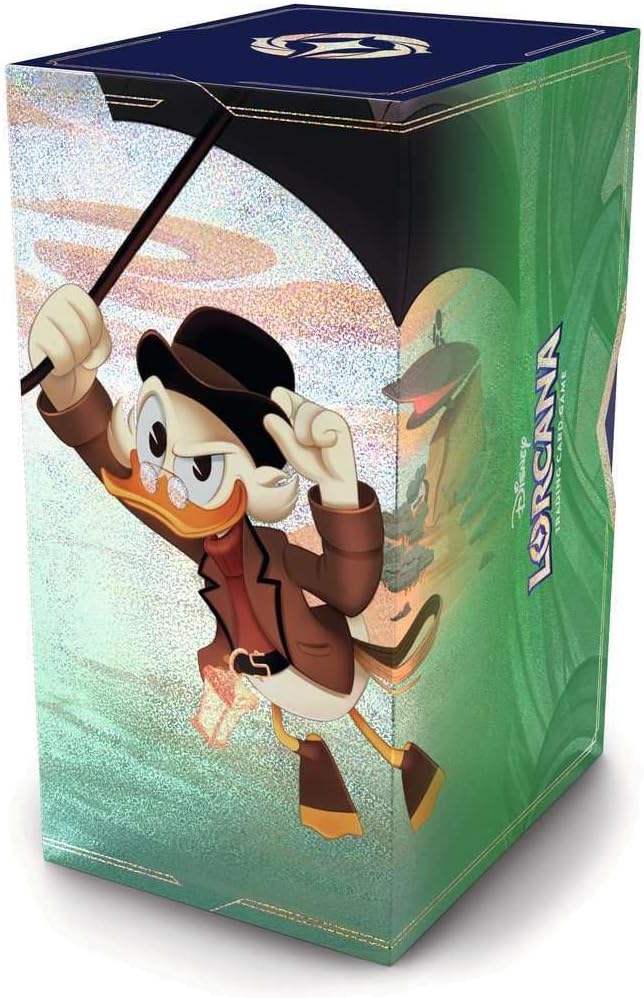 Ravensburger Disney Lorcana TCG: Scrooge McDuck - Tarjeta promocional de papel de aluminio brillante, 5 paquetes de refuerzo surtidos, caja de almacenamiento y divisores, juego de cartas coleccionables de Disney, a partir de 8 años