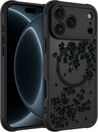 OOK Funda para iPhone 18 Pro de 6.3 pulgadas con flores florales negras