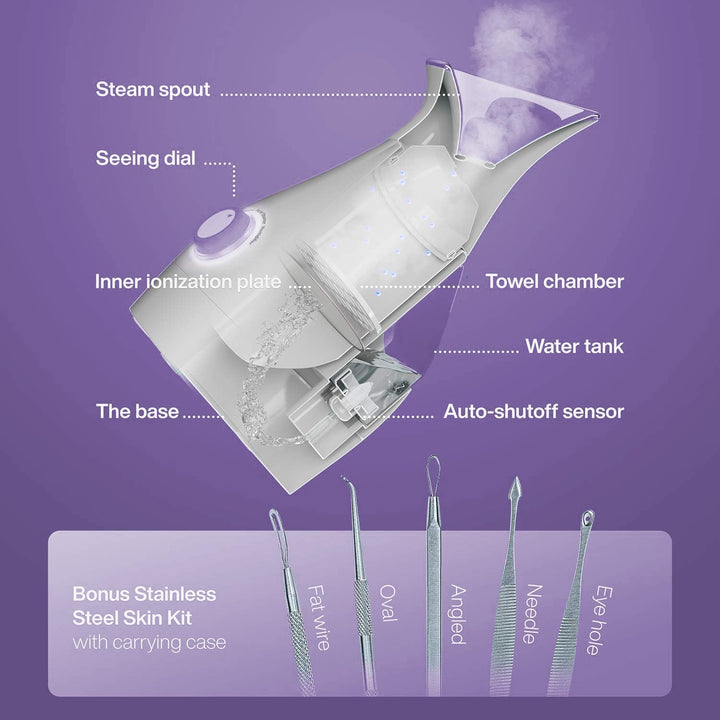 NanoSteamer - Vaporizador facial nano iónico grande 3 en 1 con cont...