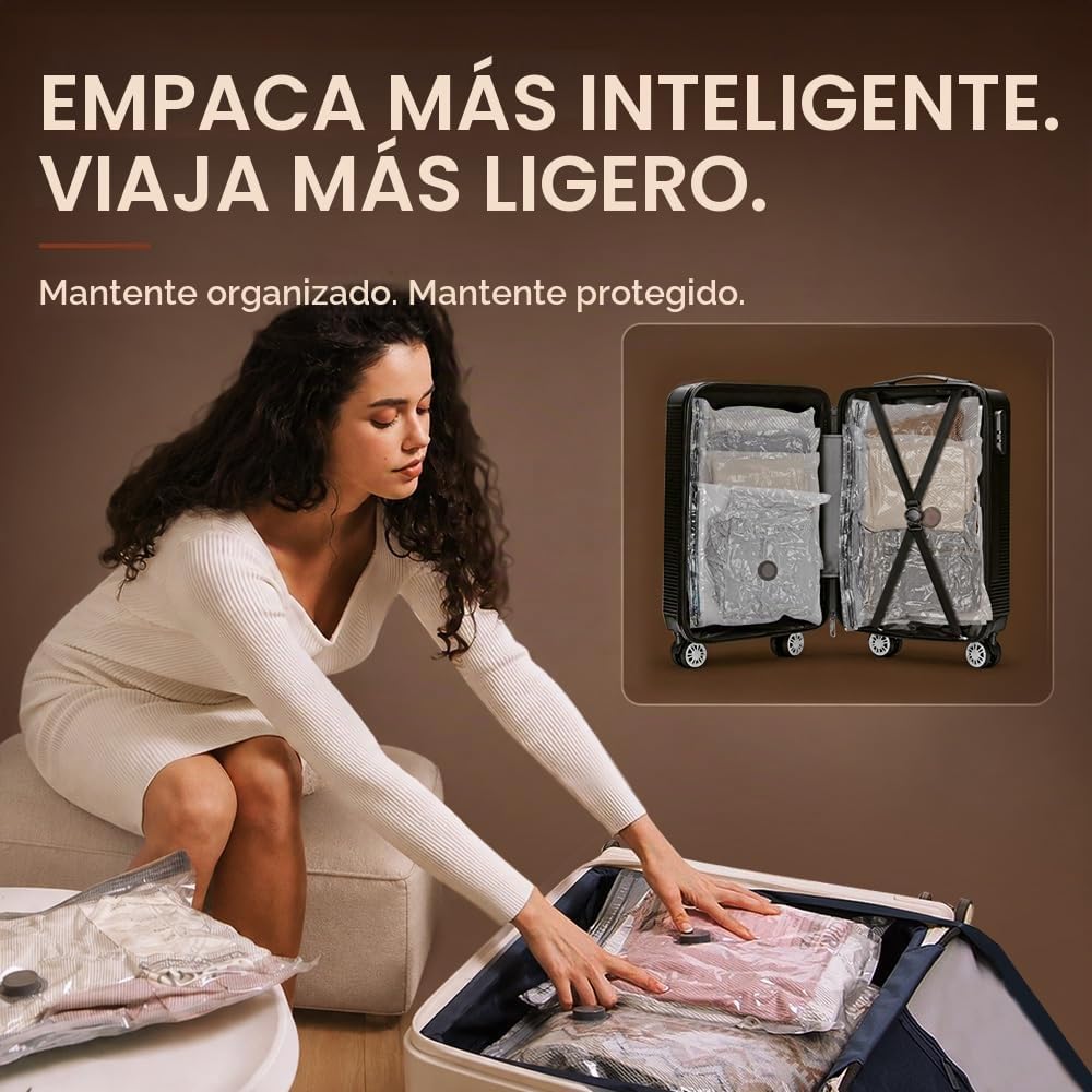 Vacbird - Bolsas de vacío de viaje con bomba recargable, tamaño de 15