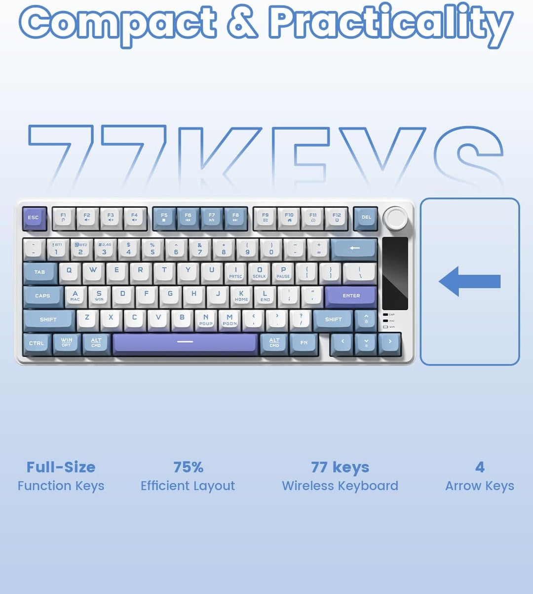 Womier DK75 - Teclado inalámbrico 75% para juegos, teclado cremoso...
