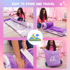 Saco de dormir de unicornio para niños: los sacos de dormir que brillan en la oscuridad son divertidos regalos de unicornio para niñas. Perfecto para fiestas de pijamas, camping, tapete de siesta de felpa para preescolar, con bolsillo para almohada, más