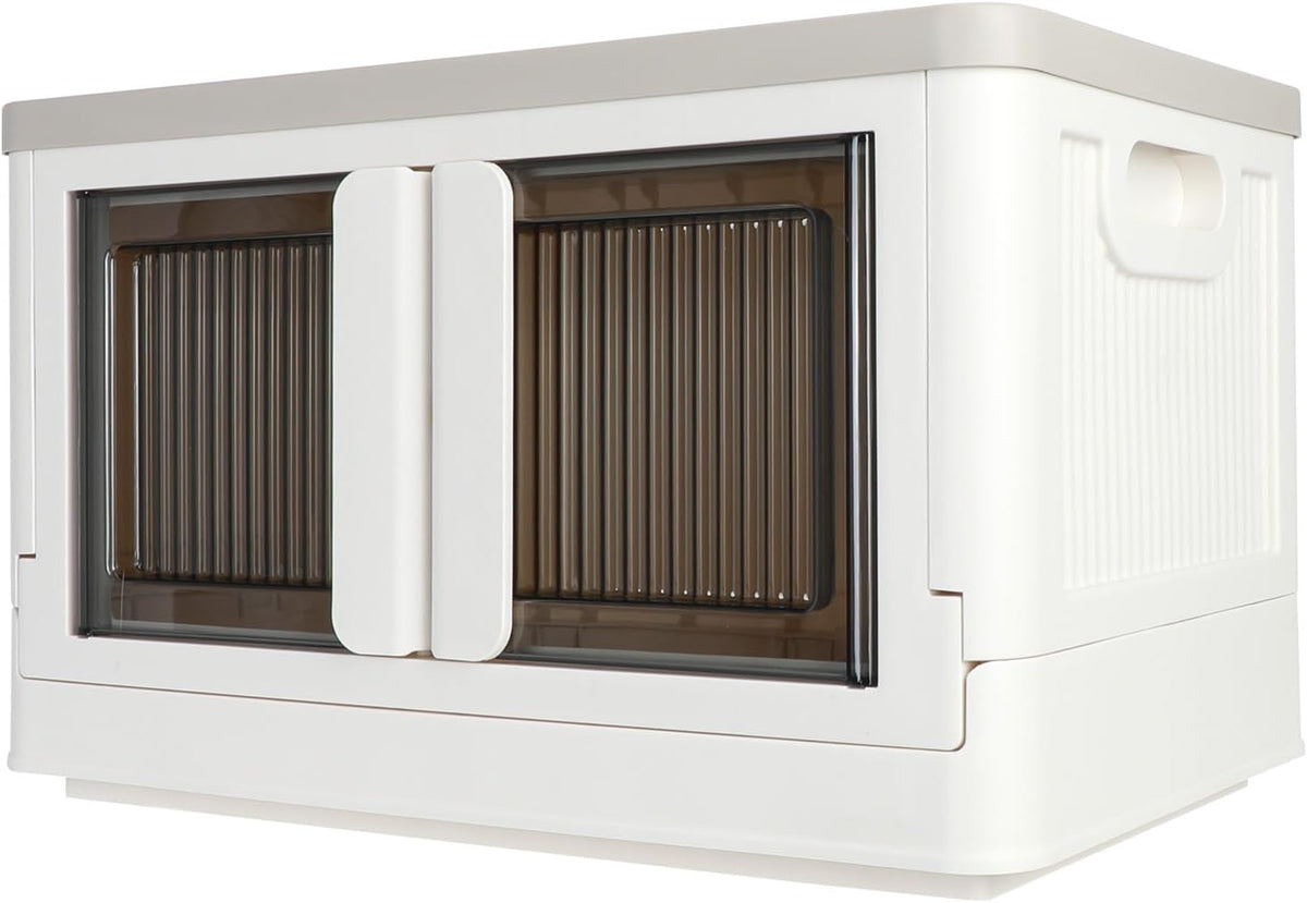 Armario de almacenamiento con tapas, caja plegable, 8.4 galones (32L), con doble puerta y hebilla, plegable, debajo de la cama o uso de encimera, elegante para padre y madre, Mike White