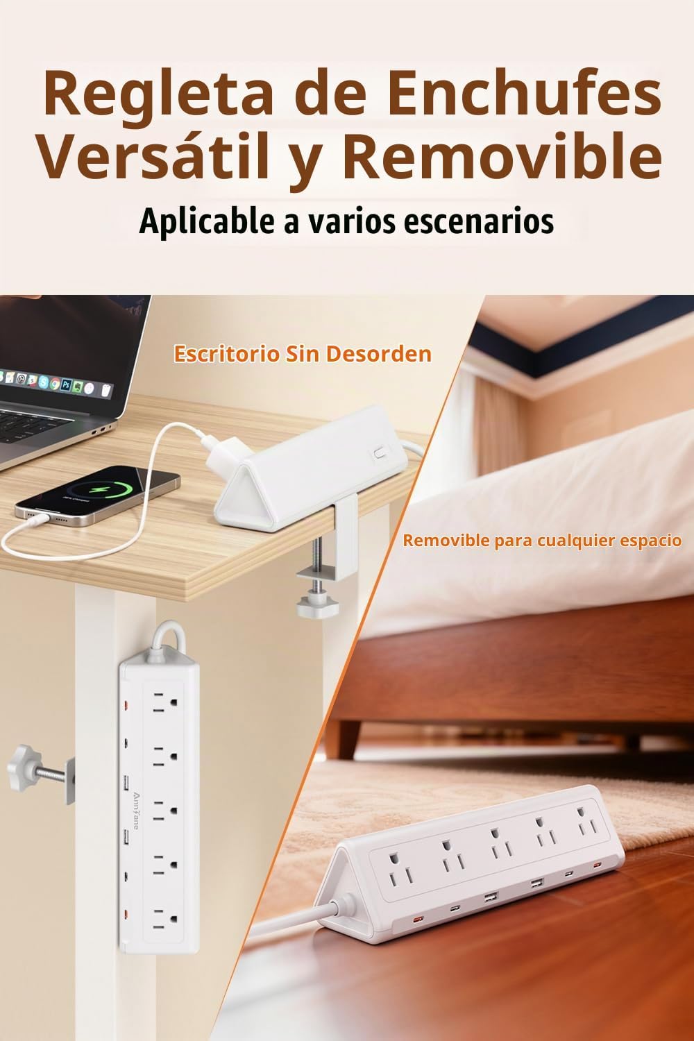 Abrazadera de escritorio USB C, carga rápida de 40 W, 10 pies