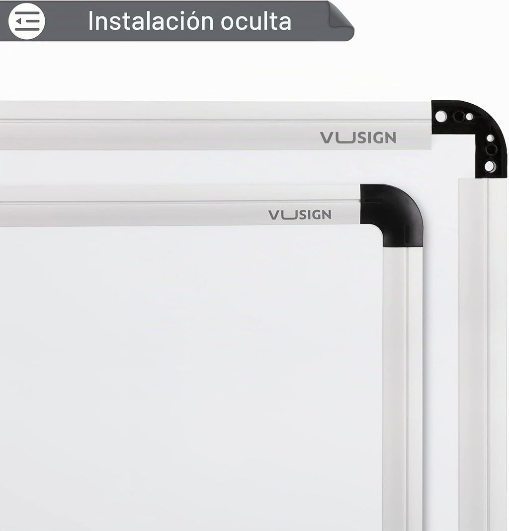 VUSIGN Combinación de pizarra blanca y tablero de corcho, tablero de borrado en seco de 17 x 23 pulgadas y tablero de corcho para el hogar u oficina, tablero de anuncios montado en la pared con marco