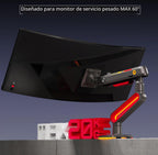 NB Designer - Brazo para monitor de juegos para pantalla de 32 a 60 pulgadas, carga de hasta 44.1 lbs, VESA 75/100, RGB-Light, resistente, ajustable multiángulo, aluminio premium, extensión de brazo largo rojo