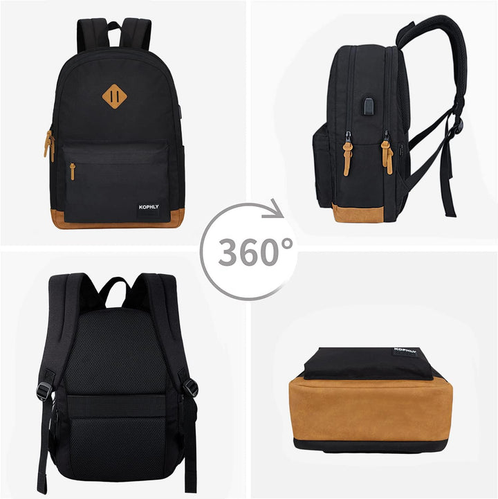 KOPHLY Mochila grande para portátil de mano para viajes, Set negro,...
