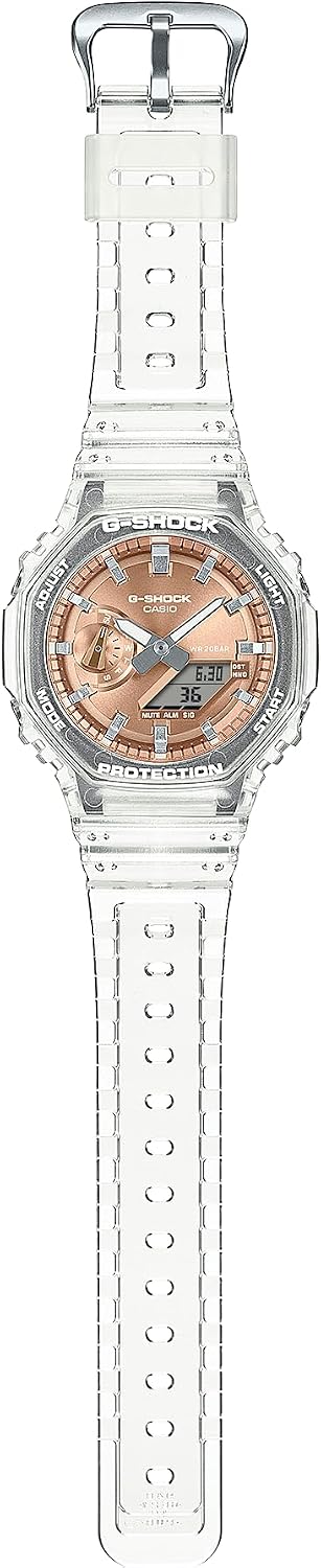 Casio G-Shock GA2100BM-7A5 - Reloj octagonal de resina translúcida con esfera de oro rosa