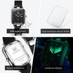 OLEVS Reloj para Mujer Casual Fashion Cuadrante Cuadrado Correa de Silicona Negra Elegante Delicado Cuarzo a Prueba de Agua Lectura Fácil