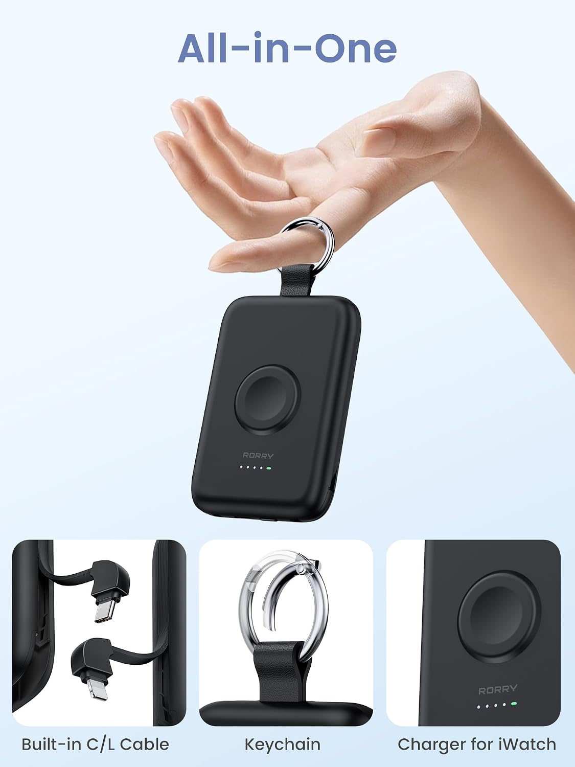 RORRY Cargador portátil de 10000 mAh Mini Power Bank Travel Essenti...