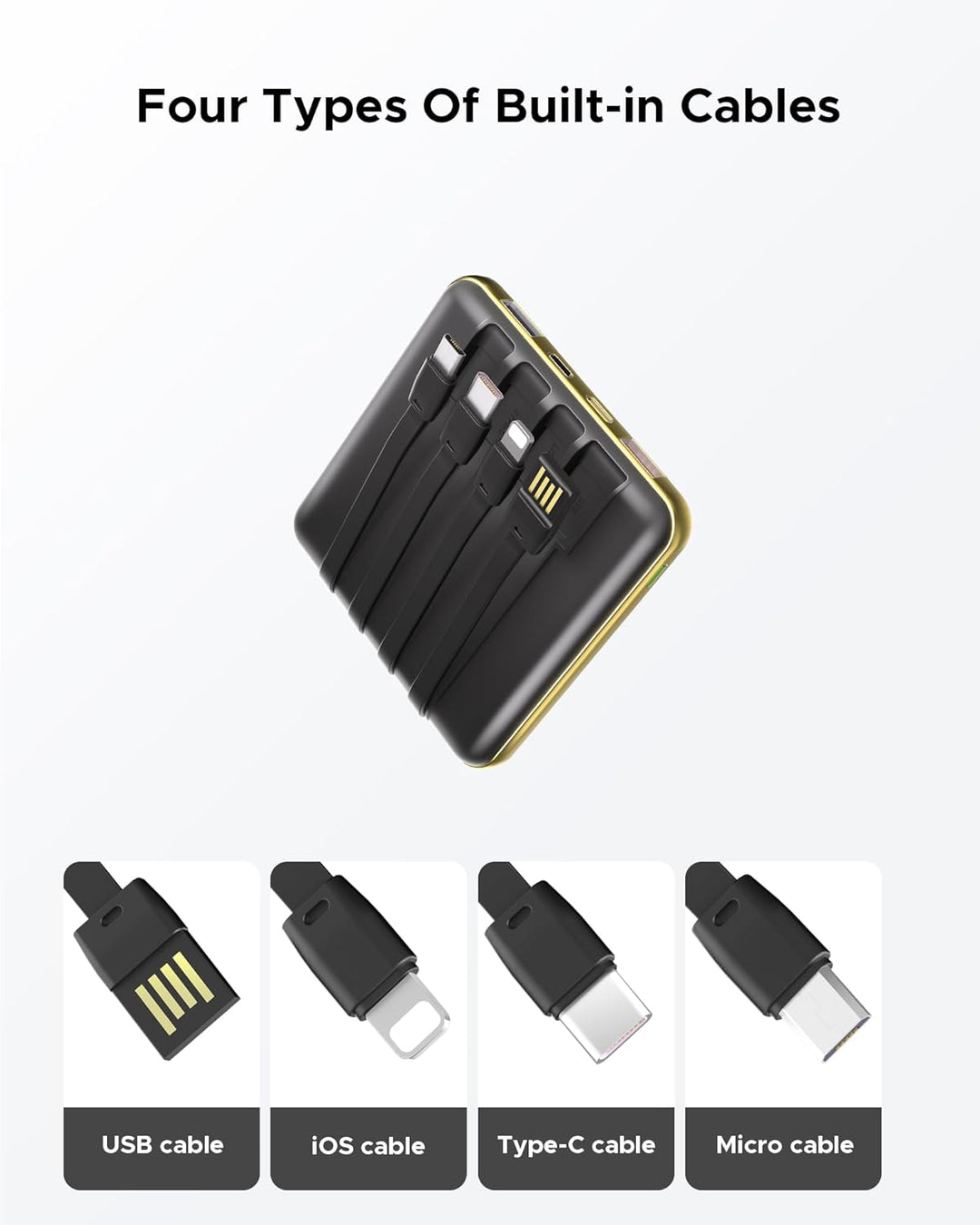 Kelaien Cargador portátil de 10000 mAh, banco de energía de cable i...