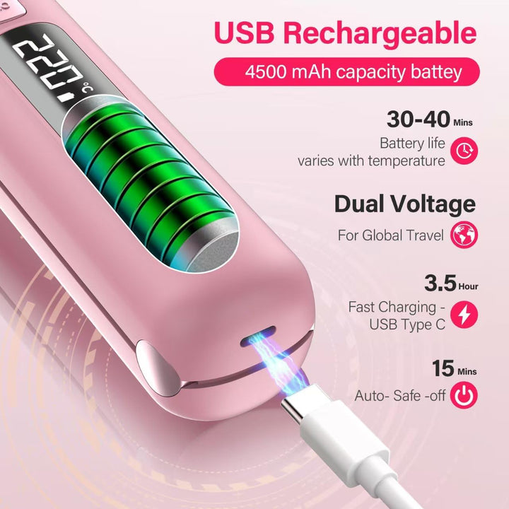 Cordless Hair Straightener and Curler 2 in 1, Mini, Lightweight and...