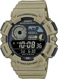 Casio WS1500H Series | Reloj digital para hombre | 100M WR | Hora dual | Temporizador regresivo | Luz LED | Fase lunar | Modo pesca | Calendario automático | Múltiples alarmas | Cronómetro 1/100 SEG
