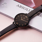 SHENGKE Reloj de mujer con correa de cuero elegante, relojes de mujer creativos y genuinos, relojes de mujer para damas, reloj de pulsera de negocios