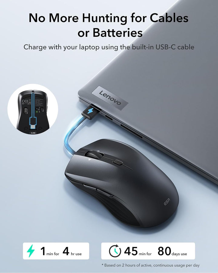 ESR MagMouse Snap-to-Carry Mouse Bluetooth, Mouse Inalámbrico Recar...